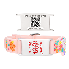 QR Code Child Titanium Medical ID Bracelet Peachy Pink